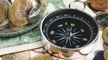 Compass on coins